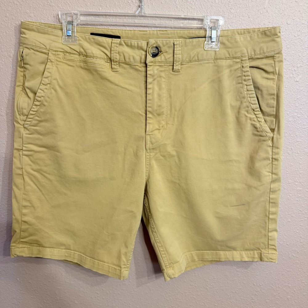 Roark Artifacts of Adventure Mens Chino Shorts 36 Yellow Khaki Stretch